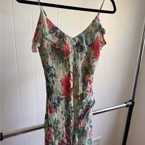 Lapis Strapless Floral Dress - Red and Green